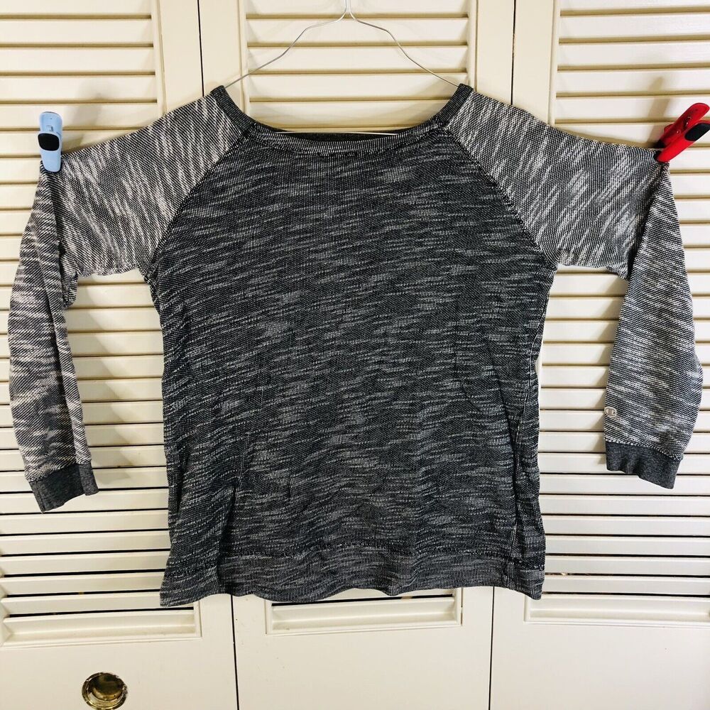 Champion Authentic Athletic Sweater Women's Medium Gray Knit Sweatshirt Good